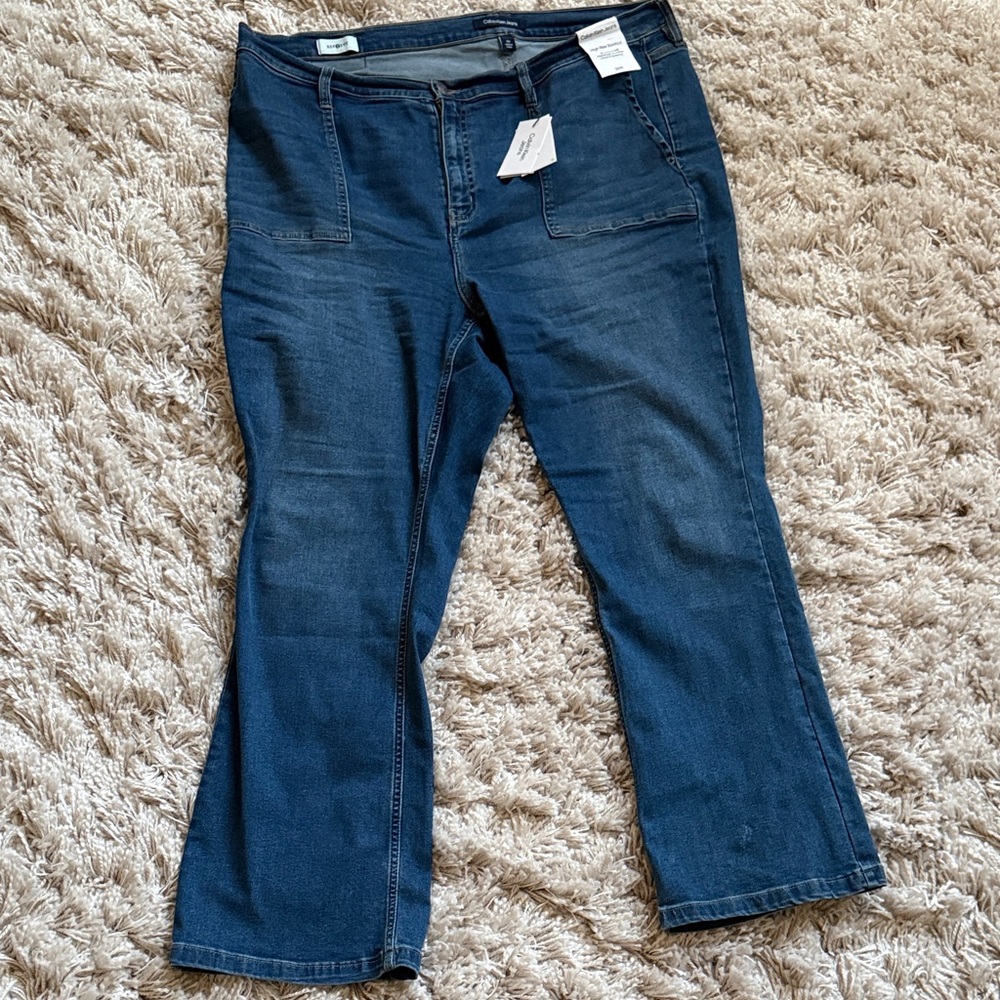 Calvin Klein Dark Blue High Rise Bootcut Jeans